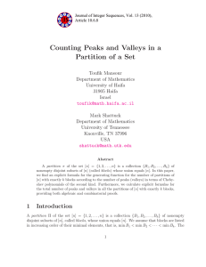 Counting Peaks and Valleys in a Partition of a Set