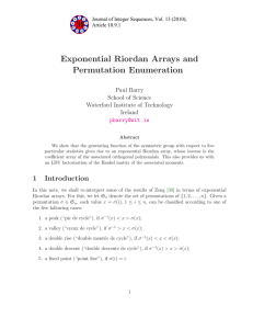 Exponential Riordan Arrays and Permutation Enumeration Paul Barry School of Science