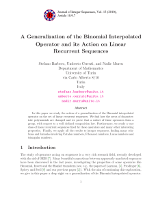 A Generalization of the Binomial Interpolated Recurrent Sequences