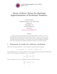Series of Error Terms for Rational Approximations of Irrational Numbers Carsten Elsner