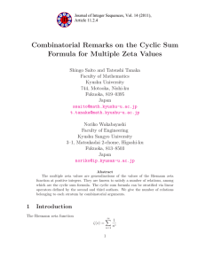 Combinatorial Remarks on the Cyclic Sum Formula for Multiple Zeta Values