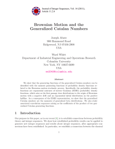 Brownian Motion and the Generalized Catalan Numbers