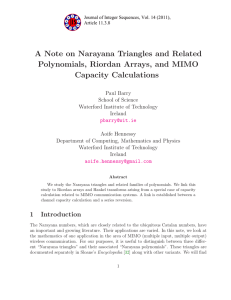 A Note on Narayana Triangles and Related Capacity Calculations