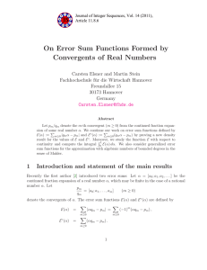 On Error Sum Functions Formed by Convergents of Real Numbers