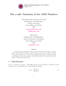 p-adic Valuation of the ASM Numbers The