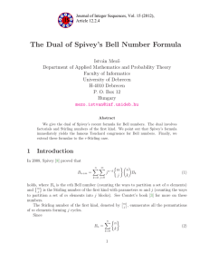 The Dual of Spivey’s Bell Number Formula