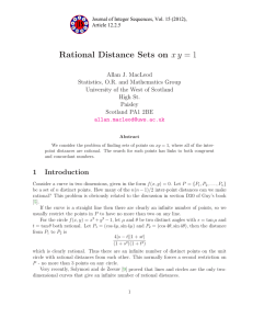 x y = 1 Rational Distance Sets on