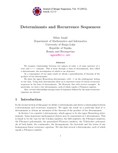 Determinants and Recurrence Sequences