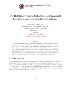 On Relatively Prime Subsets, Combinatorial Identities, and Diophantine Equations