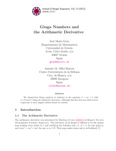 Giuga Numbers and the Arithmetic Derivative