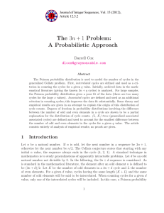 The 3n + 1 Problem: A Probabilistic Approach Darrell Cox