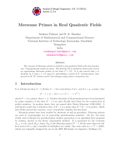 Mersenne Primes in Real Quadratic Fields