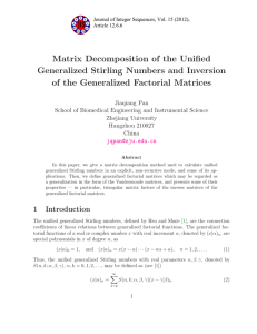 Matrix Decomposition of the Unified Generalized Stirling Numbers and Inversion