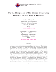 On the Reciprocal of the Binary Generating