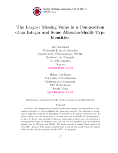 The Largest Missing Value in a Composition Identities