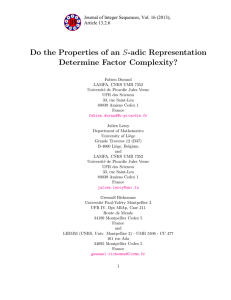 Do the Properties of an S-adic Representation Determine Factor Complexity? Article 13.2.6