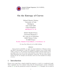 On the Entropy of Curves