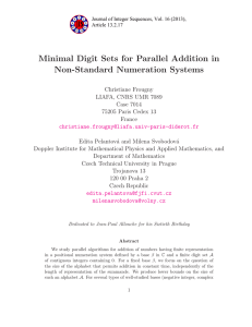 Minimal Digit Sets for Parallel Addition in Non-Standard Numeration Systems