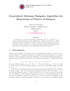 Generalized Akiyama-Tanigawa Algorithm for Hypersums of Powers of Integers Jos´e Luis Cereceda