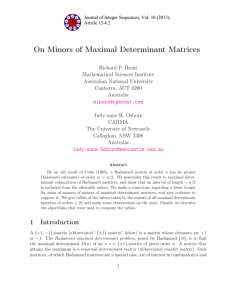 On Minors of Maximal Determinant Matrices