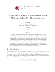A Note on a Family of Generalized Pascal Paul Barry