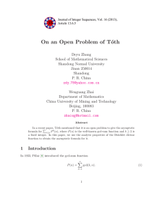 On an Open Problem of T´ oth