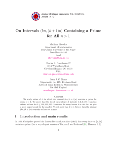 On Intervals (kn, (k + 1)n) Containing a Prime Article 13.7.3