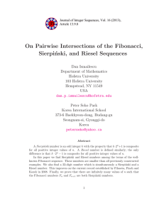 On Pairwise Intersections of the Fibonacci, Sierpi´ nski, and Riesel Sequences