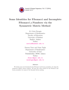 Some Identities for Fibonacci and Incomplete Fibonacci p-Numbers via the