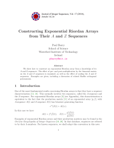 Constructing Exponential Riordan Arrays A and Z Sequences from Their Paul Barry