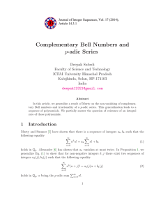 Complementary Bell Numbers and p-adic Series