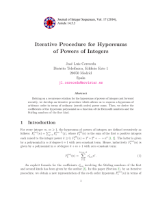 Iterative Procedure for Hypersums of Powers of Integers Jos´e Luis Cereceda