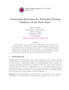 Generating Functions for Extended Stirling Numbers of the First Kind Martin Griffiths