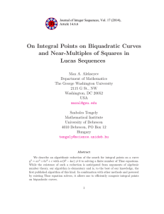 On Integral Points on Biquadratic Curves and Near-Multiples of Squares in