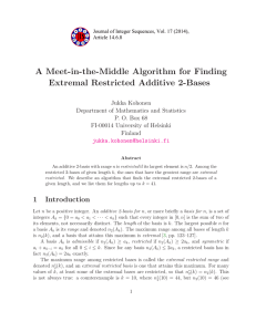 A Meet-in-the-Middle Algorithm for Finding Extremal Restricted Additive 2-Bases