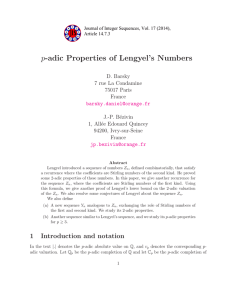 -adic Properties of Lengyel’s Numbers p