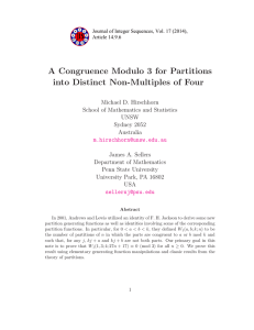 A Congruence Modulo 3 for Partitions into Distinct Non-Multiples of Four