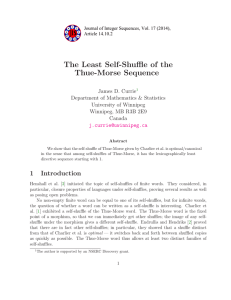 The Least Self-Shuffle of the Thue-Morse Sequence e Department of Mathematics &amp; Statistics