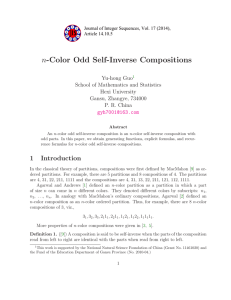 n-Color Odd Self-Inverse Compositions o School of Mathematics and Statistics Hexi University