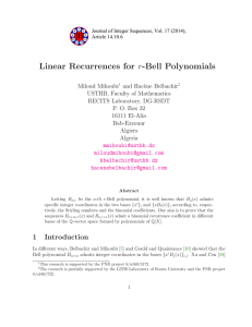 Linear Recurrences for r-Bell Polynomials