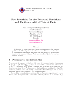 New Identities for the Polarized Partitions and Partitions with d-Distant Parts