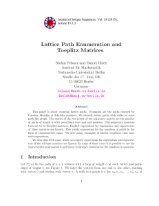 Lattice Path Enumeration and Toeplitz Matrices