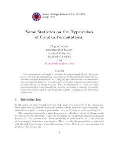 Some Statistics on the Hypercubes of Catalan Permutations Filippo Disanto Department of Biology