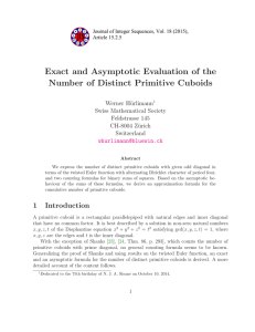 Exact and Asymptotic Evaluation of the Number of Distinct Primitive Cuboids n