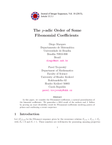 p-adic Order of Some The Fibonomial Coefficients