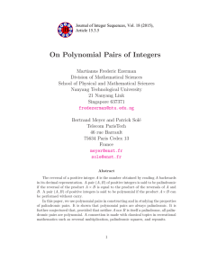 On Polynomial Pairs of Integers