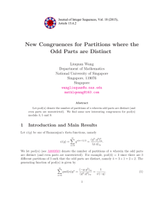 New Congruences for Partitions where the Odd Parts are Distinct Liuquan Wang