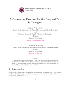 T A Generating Function for the Diagonal in Triangles