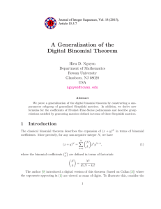 A Generalization of the Digital Binomial Theorem Hieu D. Nguyen Department of Mathematics