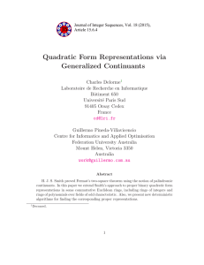 Quadratic Form Representations via Generalized Continuants